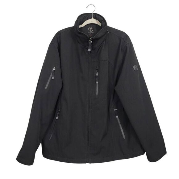 Tumi T Tech Black Micro Bonded‎ Jacket Sz XXL Insulated Hidden Hood Rain Coat - Picture 2 of 9